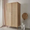 Armadio in canna ed effetto legno a 2 ante