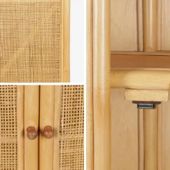 Armadio per bambini boho in rattan naturale e paglia di Vienna