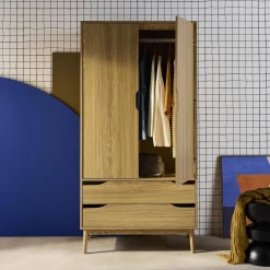 Armadio vintage in decorazione legno, 2 ante