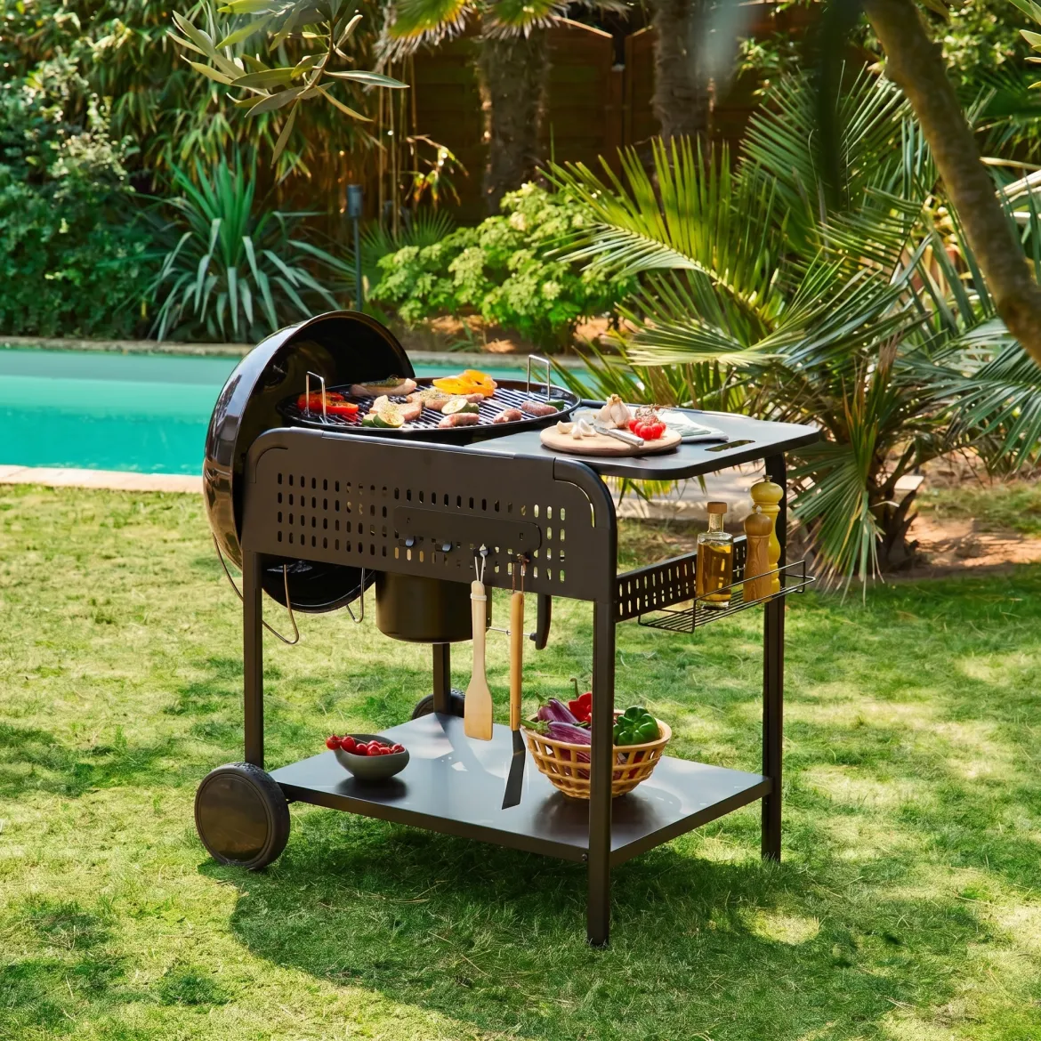 Barbecue a carbonella con carrello, Ø53cm