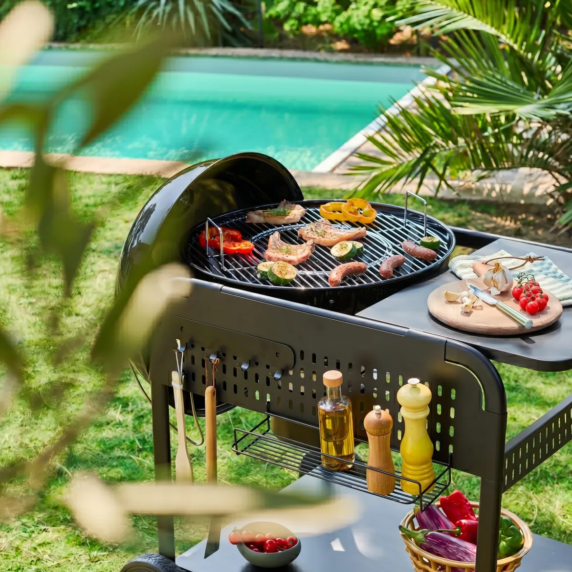 Barbecue a carbonella con carrello, Ø53cm