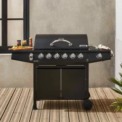 Barbecue a gas a 6 bruciatori con fuoco laterale