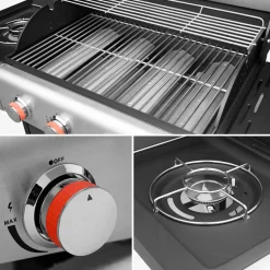 Barbecue a gas a 4 bruciatori con fuoco laterale