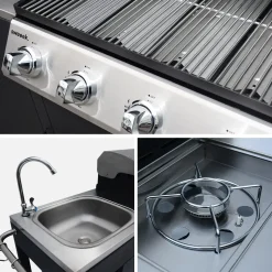 Barbecue a gas a 5 fuochi con 1 bruciatore laterale