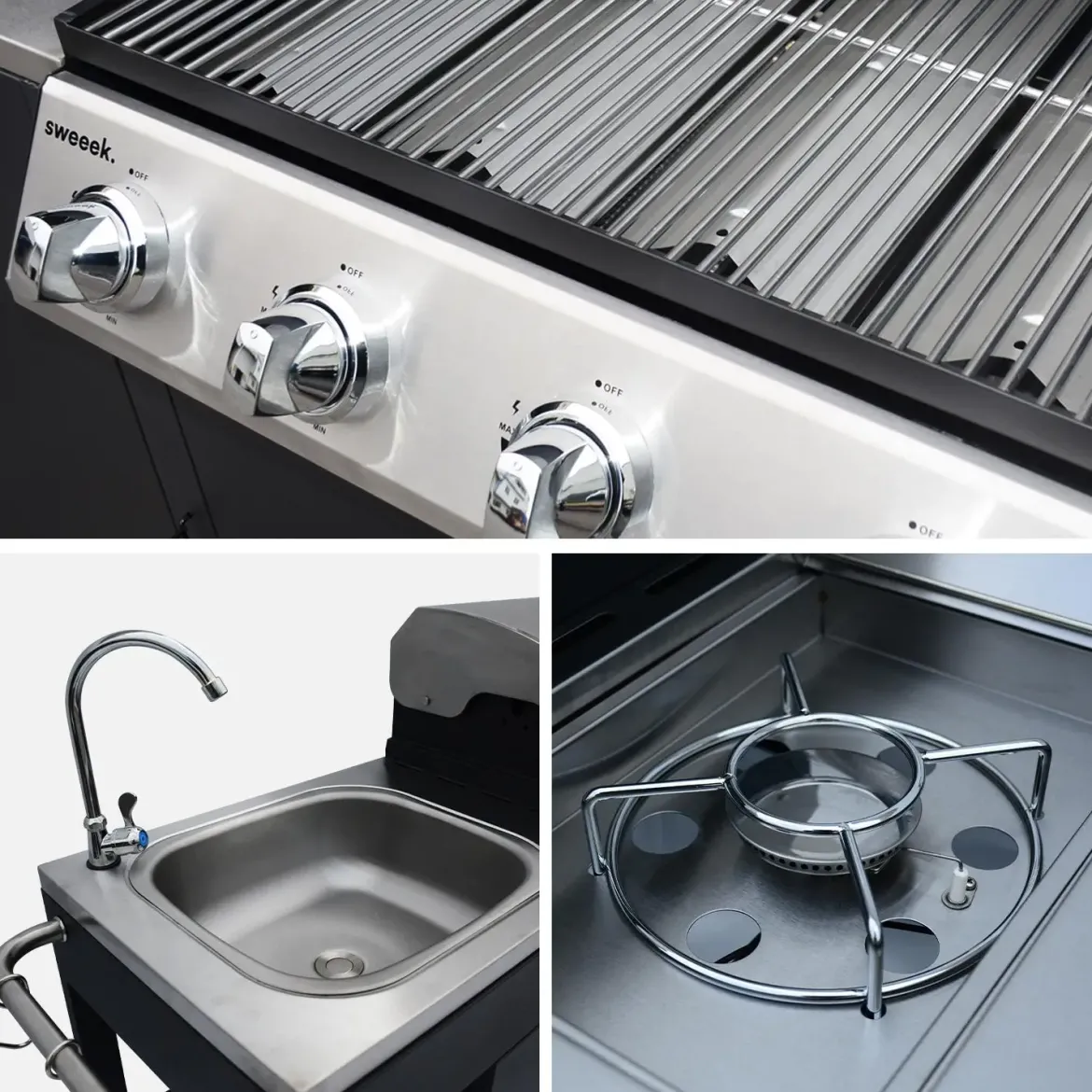 Barbecue a gas a 5 fuochi con 1 bruciatore laterale