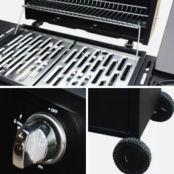 Barbecue a gas con 3 bruciatori e 1 bruciatore laterale