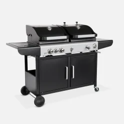 Barbecue combinato a gas e carbonella con fuoco laterale