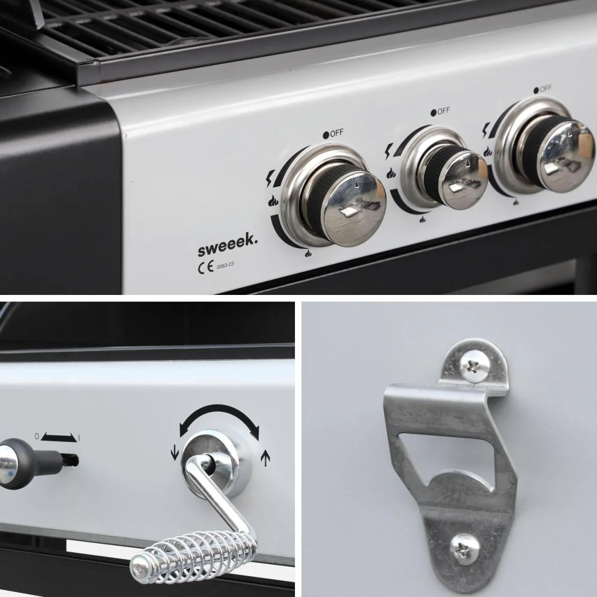 Barbecue combinato a gas e carbonella con fuoco laterale