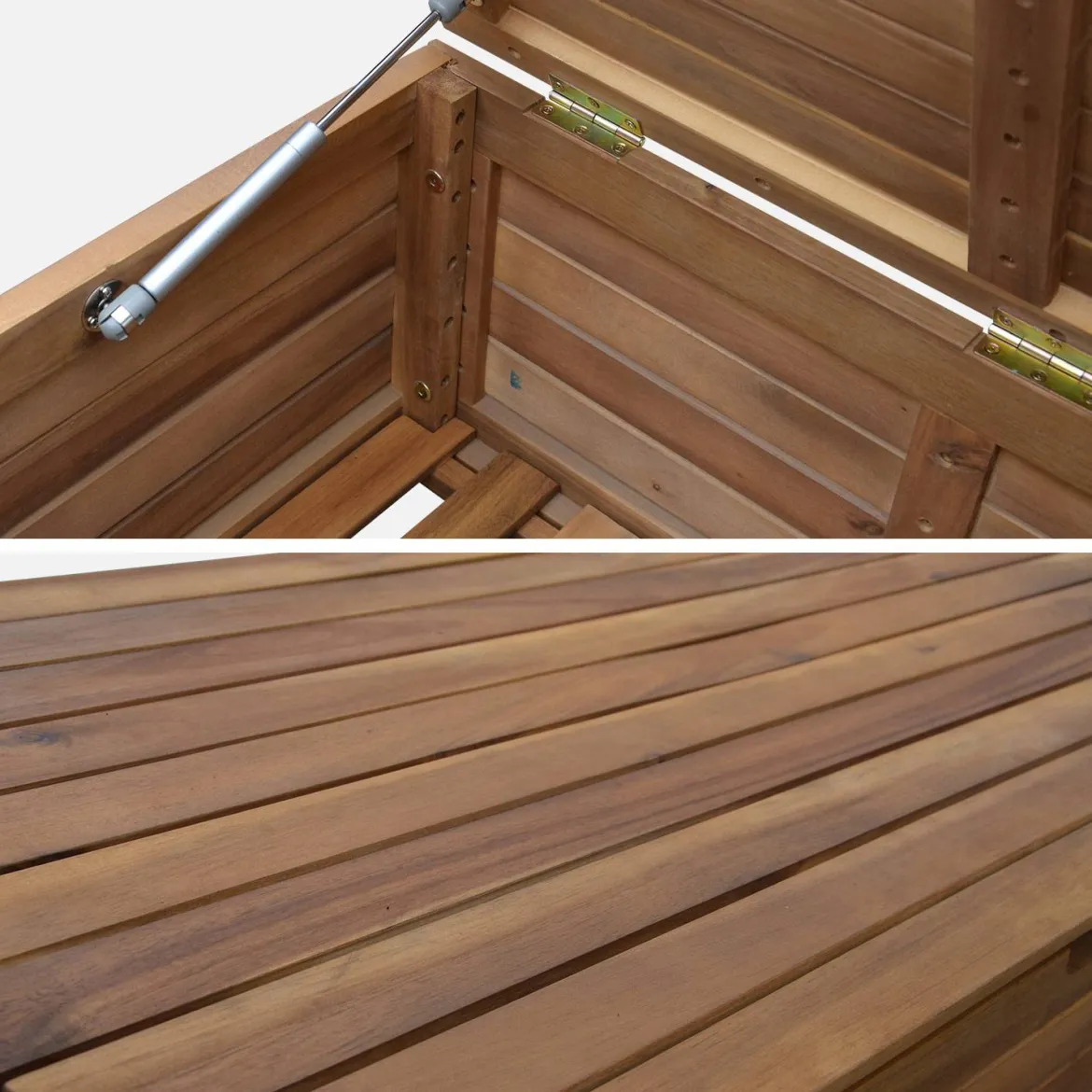 Baule da giardino in legno con rotelle, 110L
