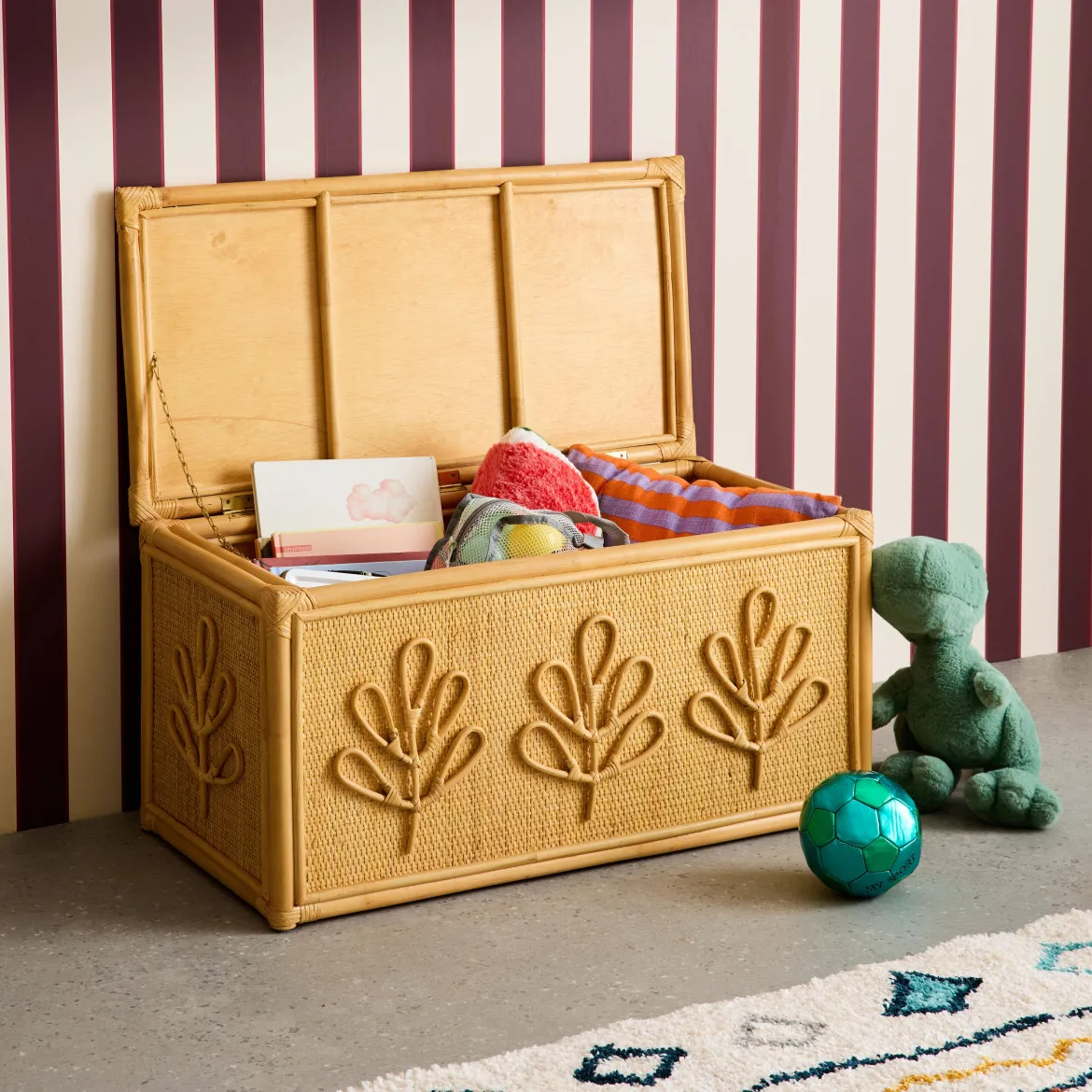 Baule giocattoli per bambini bohémien in rattan
