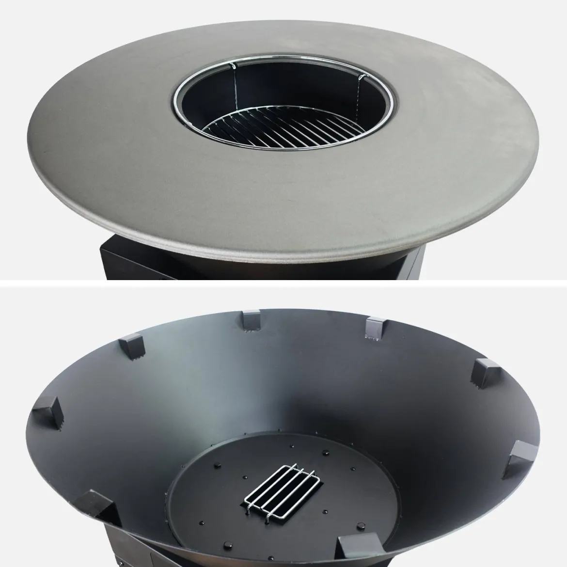 Braciere barbecue con vano portalegna e copertura, Ø81,5cm