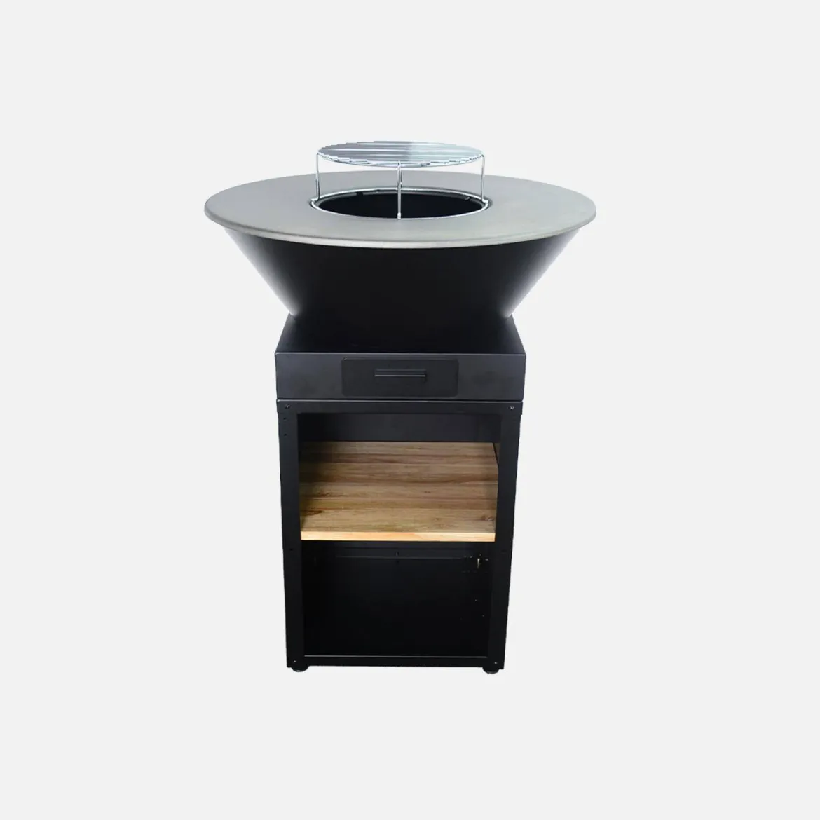 Braciere barbecue con vano portalegna e copertura, Ø81,5cm