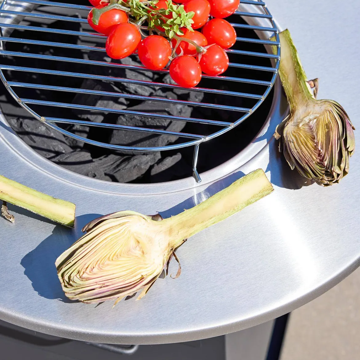 Braciere barbecue con vano portaoggetti, Ø59cm