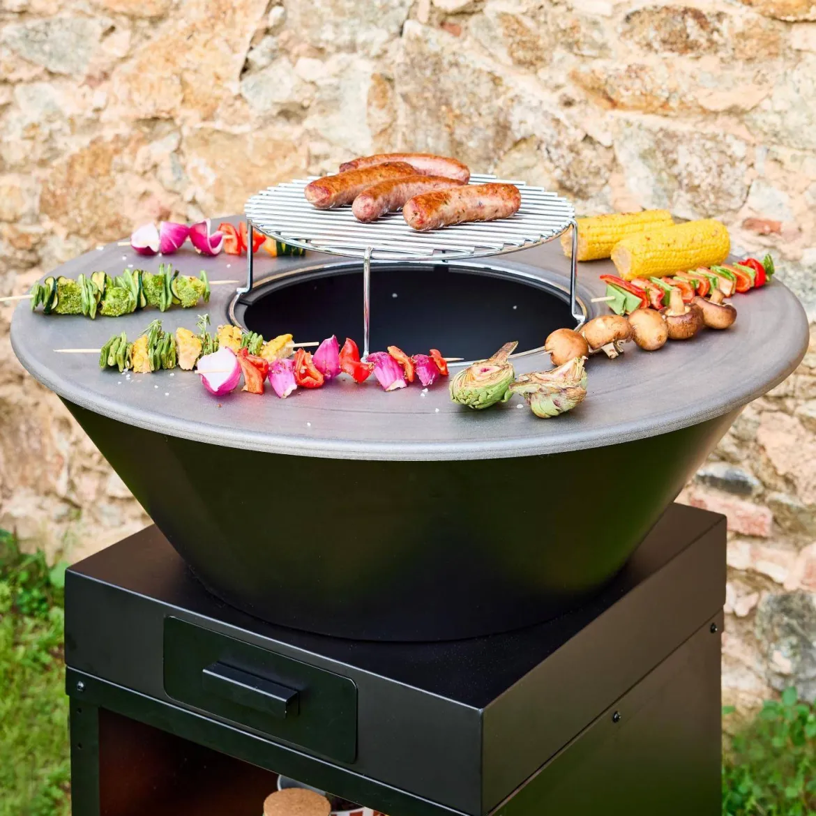 Braciere barbecue con vano portalegna, Ø81,5cm