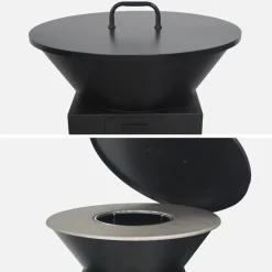 Braciere barbecue con vano portalegna e coperchio, Ø81,5cm