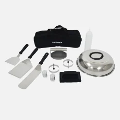 Braciere barbecue con vano portalegna, coperchio e utensili, Ø81,5cm