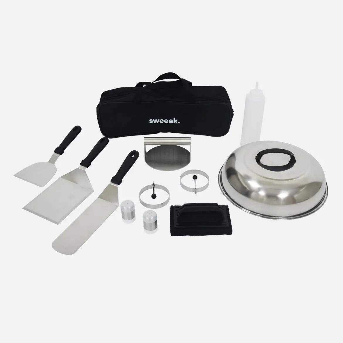 Braciere barbecue con vano portalegna, coperchio e utensili, Ø81,5cm