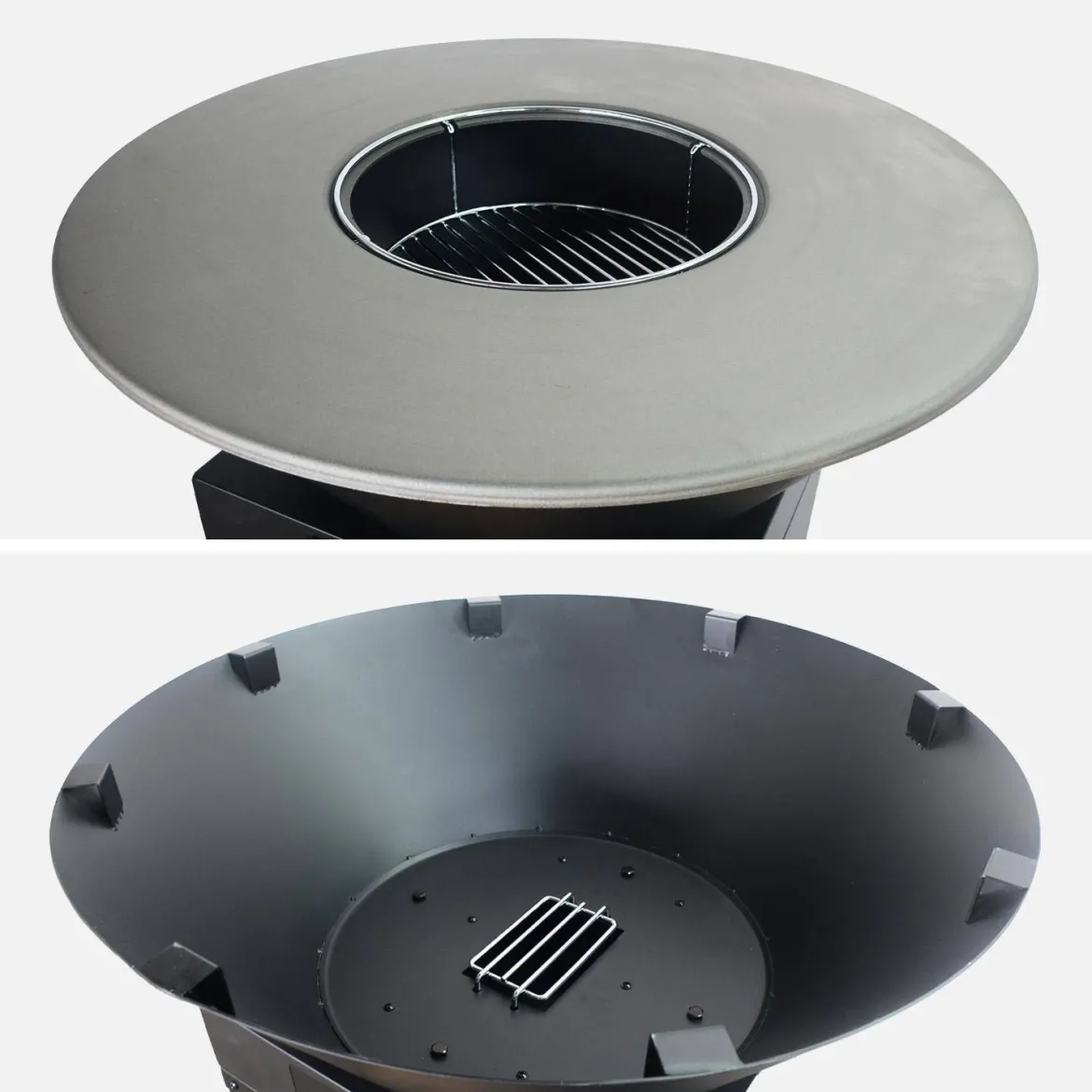 Braciere barbecue con vano portalegna, coperchio e utensili, Ø81,5cm