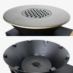 Braciere barbecue su carrello con vano portaoggetti e coperchio, Ø80cm
