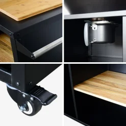 Braciere barbecue su carrello con vano portaoggetti e coperchio, Ø80cm