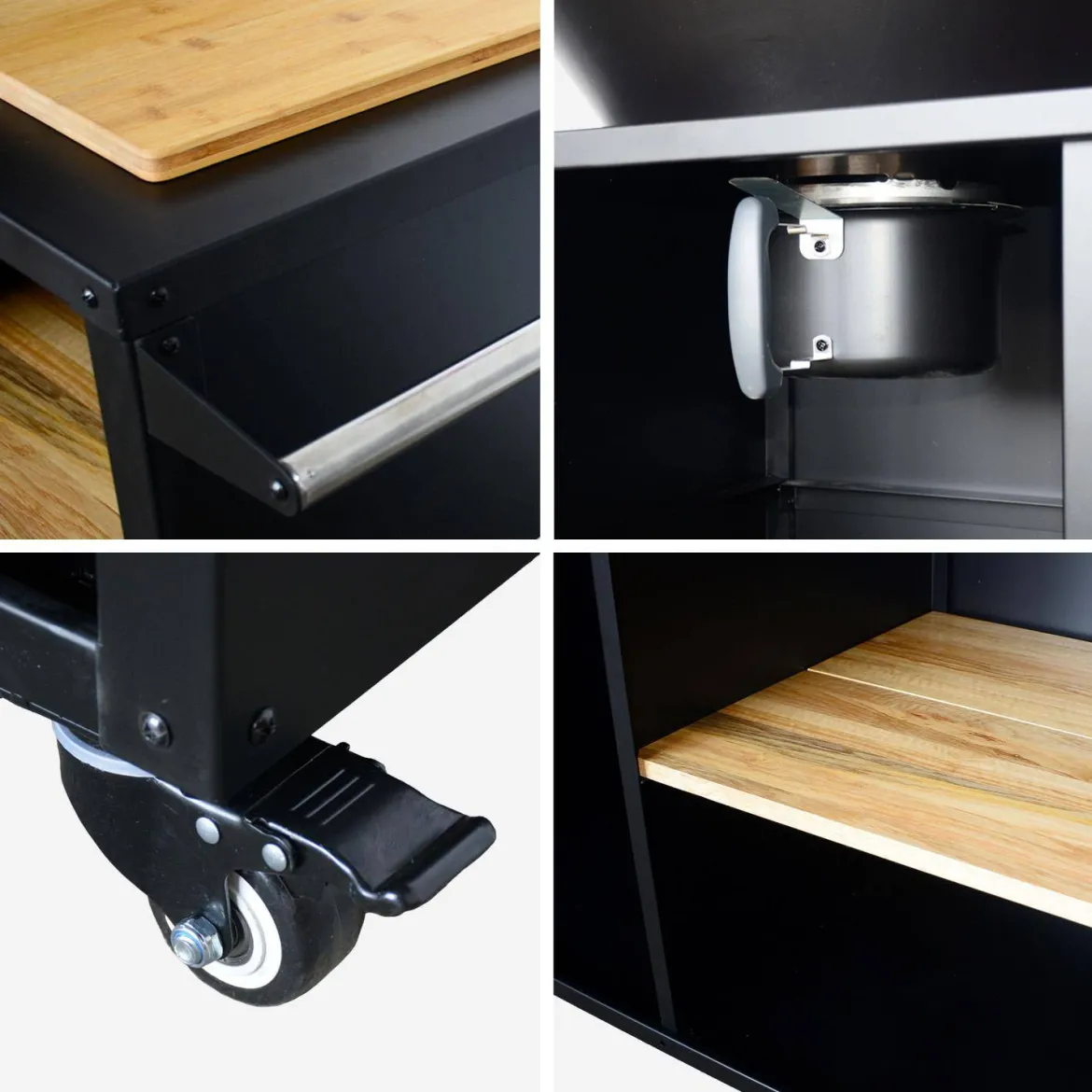 Braciere barbecue su carrello con vano portaoggetti e coperchio, Ø80cm