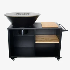 Braciere barbecue su carrello con vano portaoggetti e coperchio, Ø80cm