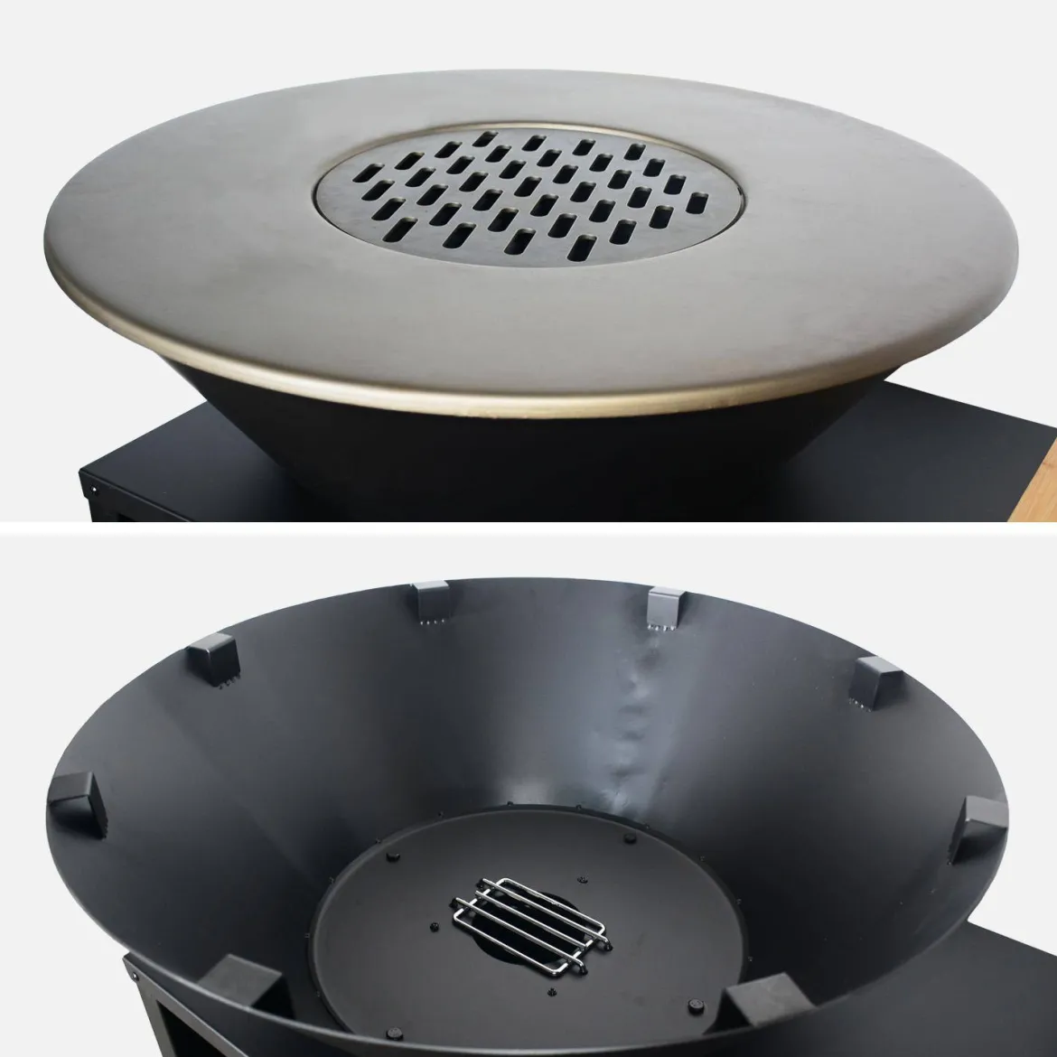 Braciere barbecue su carrello con vano portaoggetti, coperchio e utensili, Ø80cm