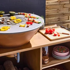 Braciere barbecue con piano di lavoro e copertura, Ø80cm