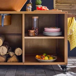 Braciere barbecue con piano di lavoro e copertura, Ø80cm