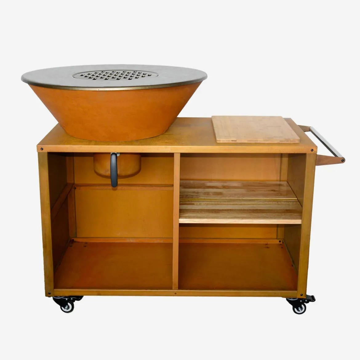 Braciere barbecue con piano di lavoro e copertura, Ø80cm