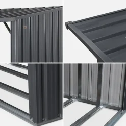 Capannone da giardino in acciaio zincato per legna, 80x215x155cm