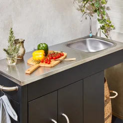 Carrello da cucina da esterno in acciaio