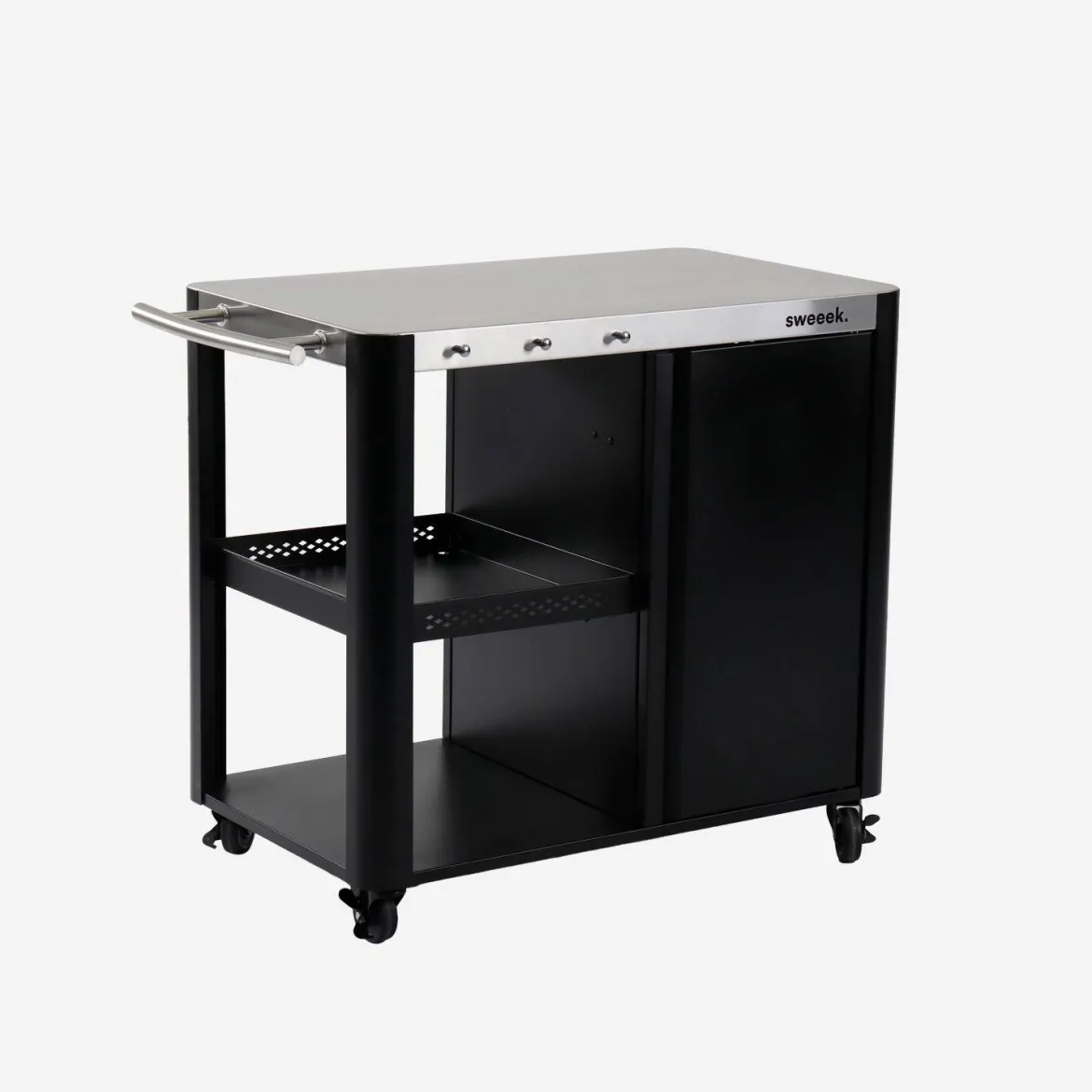 Carrello da cucina da esterno in acciaio con tavolino pieghevole, 94.5cm