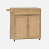 Carrello da cucina decorato in legno con 1 cassetto, 80cm