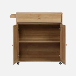 Carrello da cucina decorato in legno con 1 cassetto, 80cm