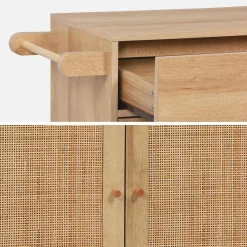 Carrello da cucina decorato in legno con 1 cassetto, 80cm
