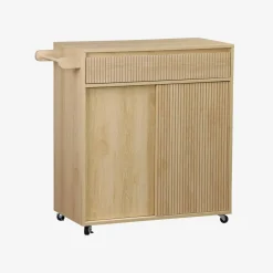 Carrello da cucina in legno decorato con 1 cassetto, 80cm