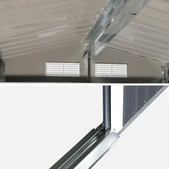Casetta da giardino in metallo di 5,42m² con legnaia