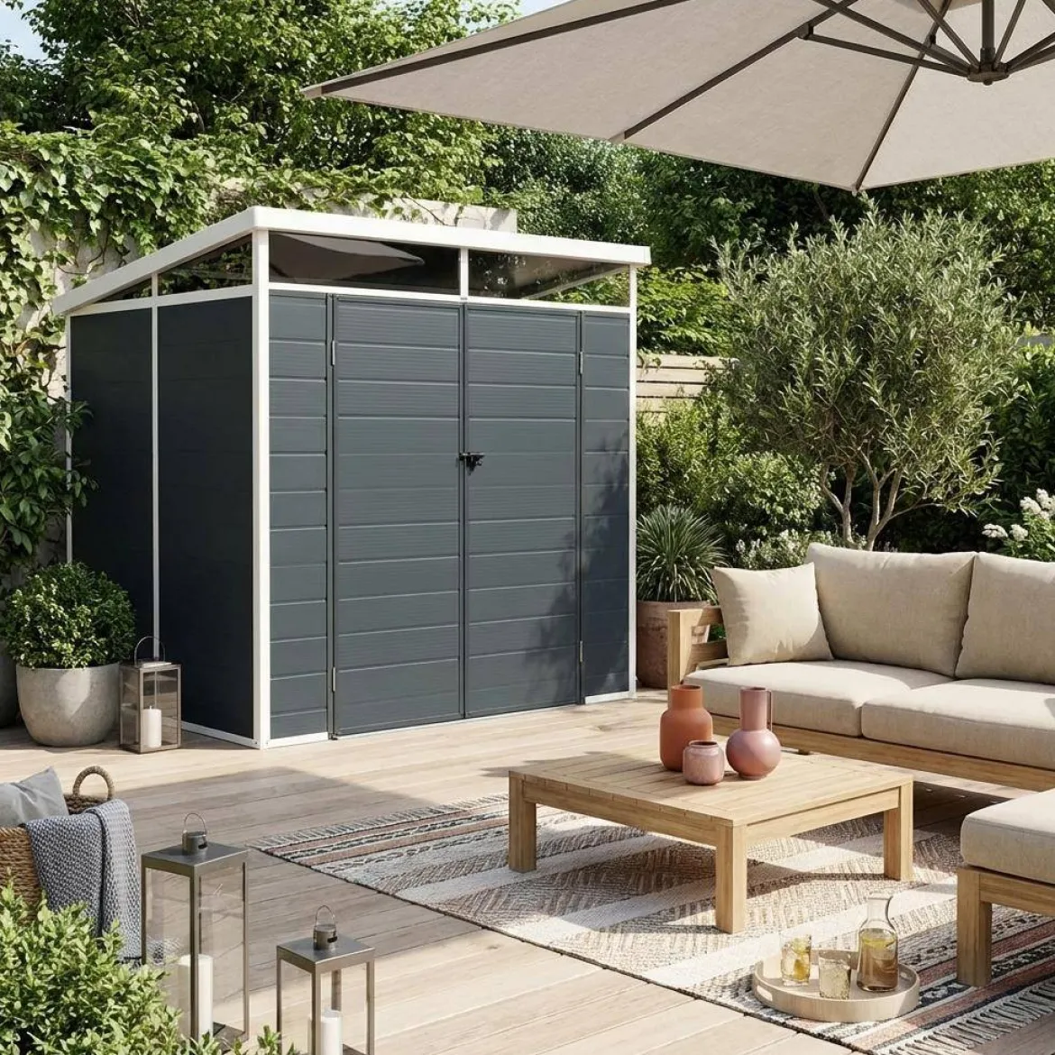 Casetta da giardino in plastica con struttura in alluminio, 4.55m²
