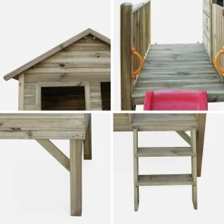 Casetta per bambini in legno di pino su palafitte 2m²