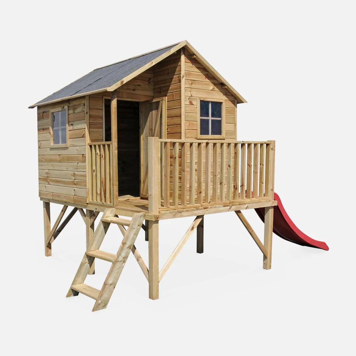 Casetta per bambini in legno di pino su palafitte 3,8m²