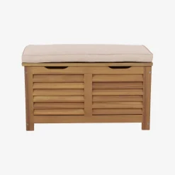 Cassapanca da giardino in legno di acacia con pistoni, 63L