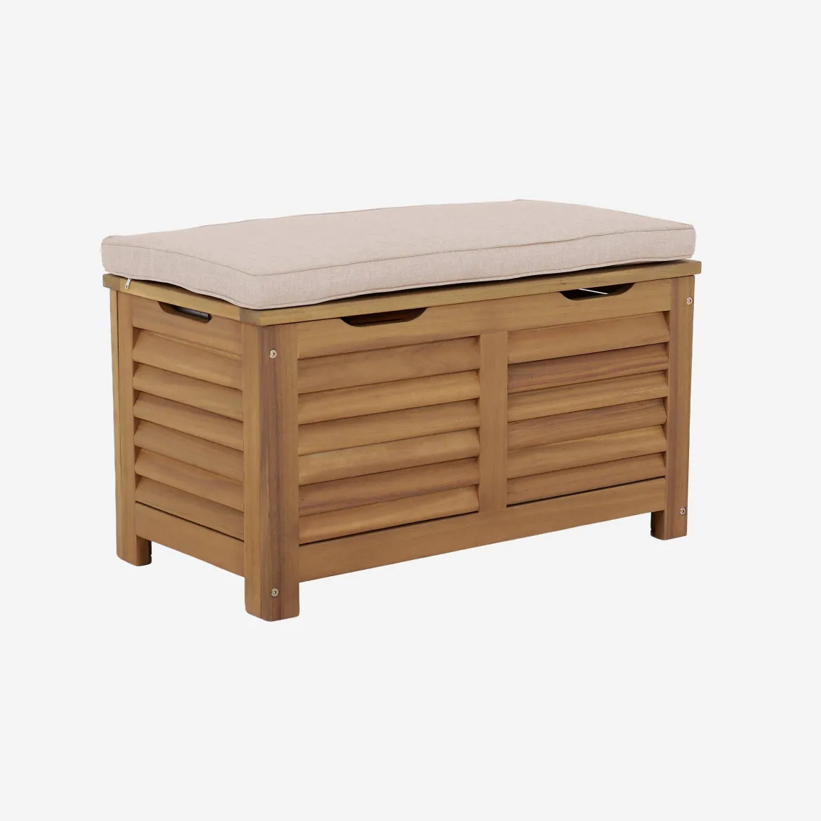 Cassapanca da giardino in legno di acacia con pistoni, 63L