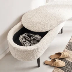Cassapanca con rivestimento bouclé