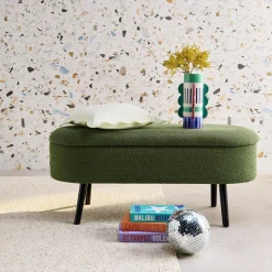 Cassapanca con rivestimento bouclé