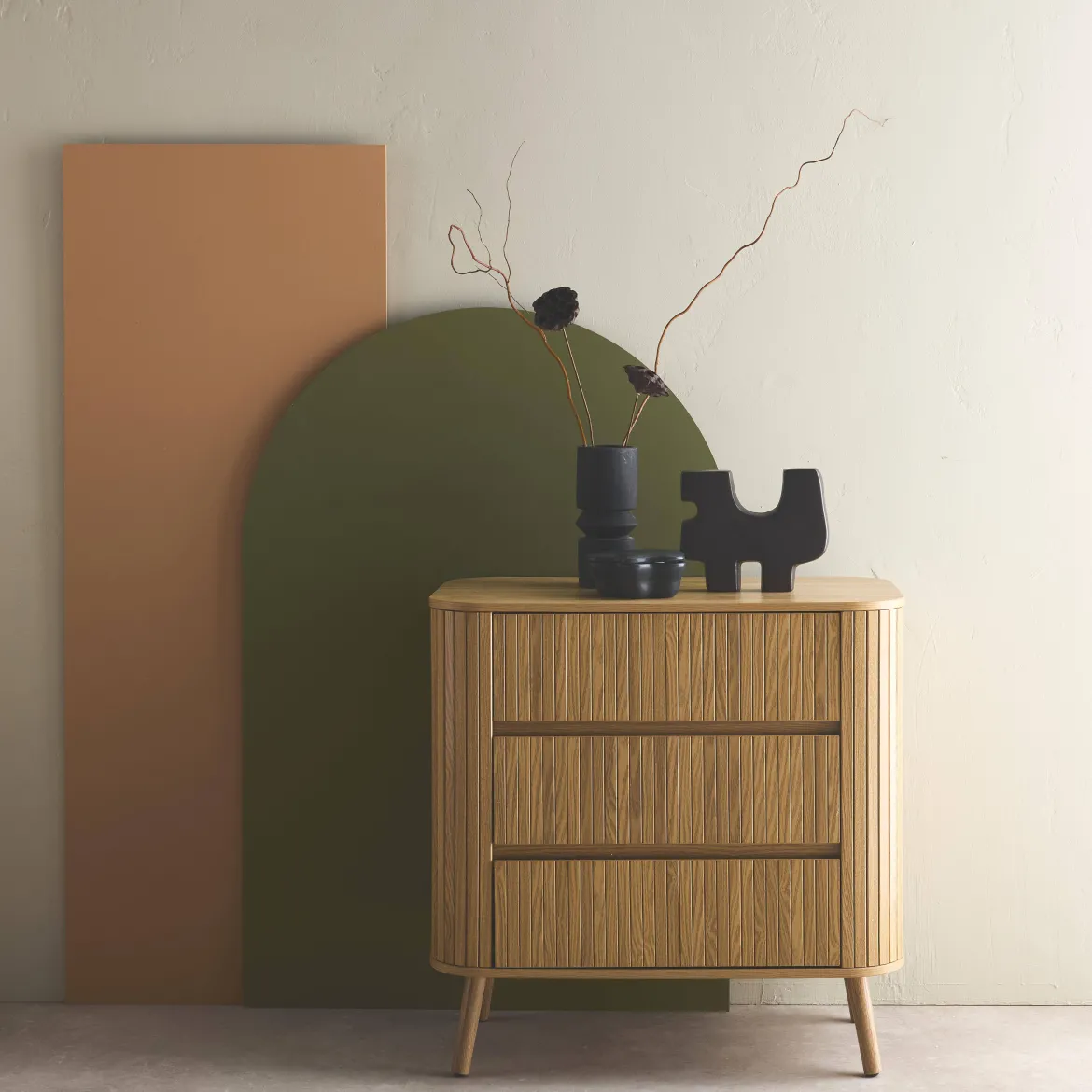 Cassettiera decorata con righe 3 cassetti