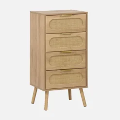Cassettiera decorata legno con 4 cassetti