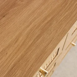 Cassettiera decorativa legno e rattan 6 cassetti