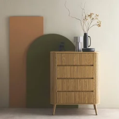 Cassettiera decorazione striata 4 cassetti