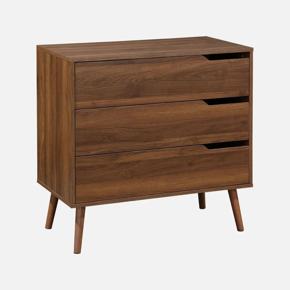 Cassettiera effetto legno di noce, 3 cassetti